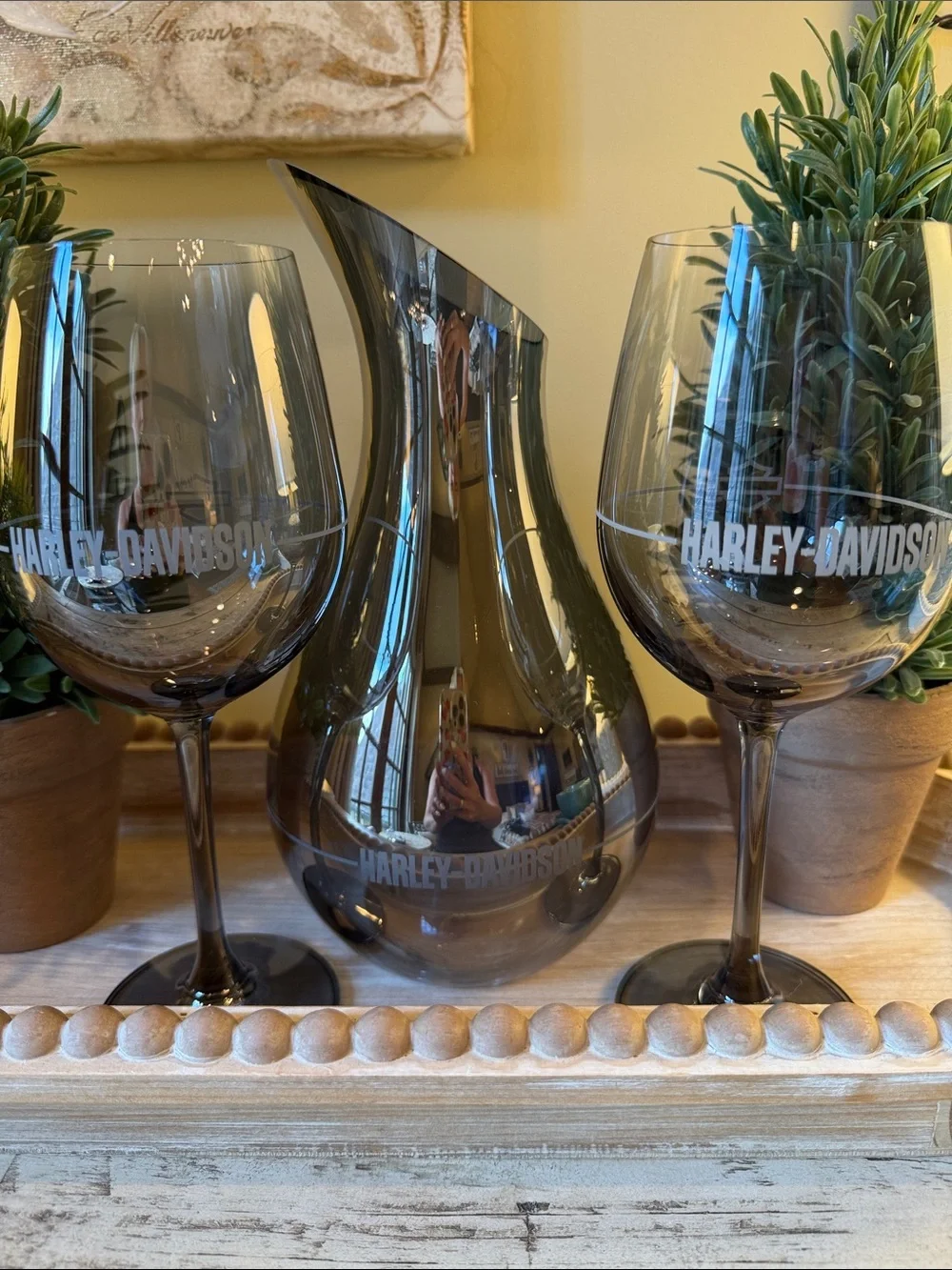 🍷🖤🍷 Harley-Davidson Wines Glasses and Decanter Set